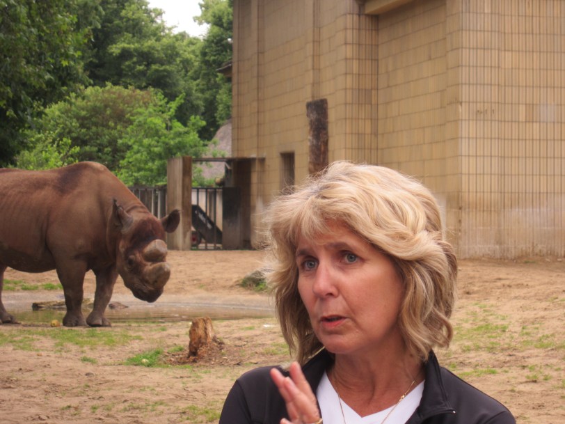 Making a serious point during press conference at Frankfurt Zoo